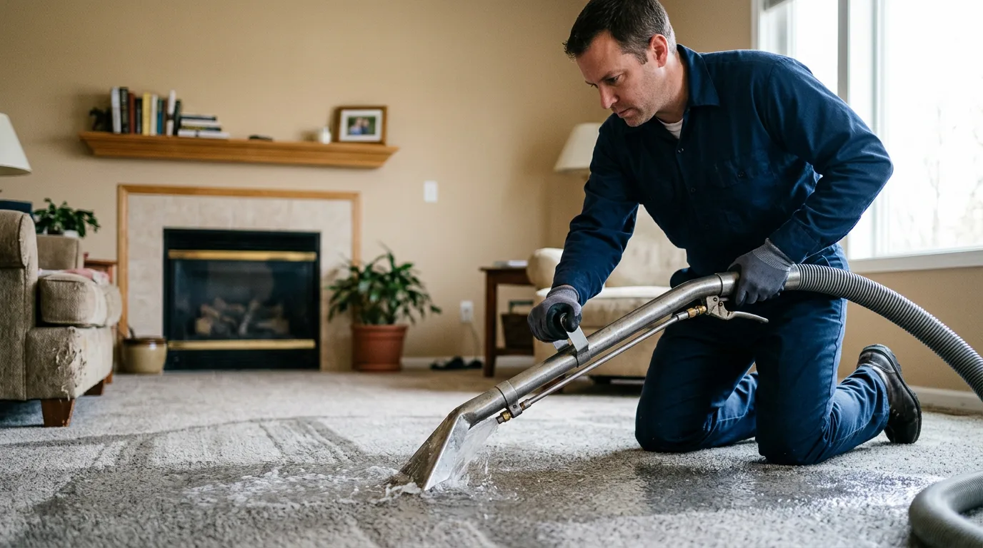 Water damage restoration technician working near Bellevue, ID